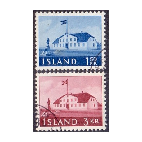 Island. 1961. Den gamle regeringsbygning. AFA nr. 348-49 ** postfrisk st. stemplet FDC