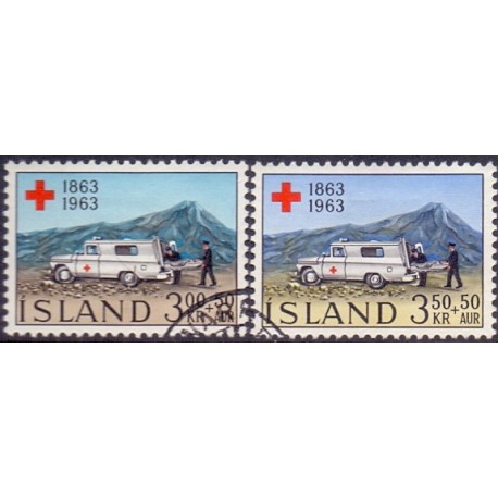 Island. 1963. Int. Røde Kors 100-års jubilæum. AFA nr. 376-77 ** postfrisk st. stemplet FDC