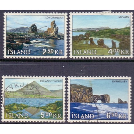 Island. 1966, Islandske landskaber. AFA nr. 401-04 ** postfrisk st. stemplet FDC