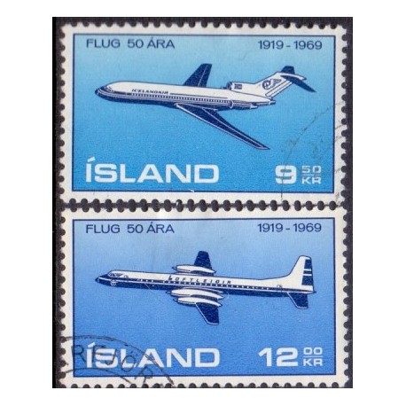 Island. 1969. Islands lufttransport. AFA nr. 433-34 **  postfrisk st. stemplet FDC