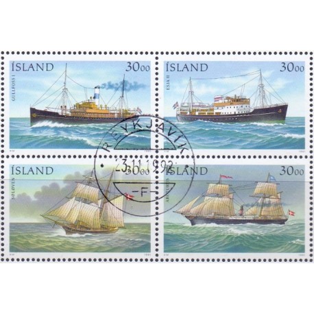Island. 1991. Skibe i sammentryk. AFA nr. 746-49 ** postfrisk st. stemplet FDC