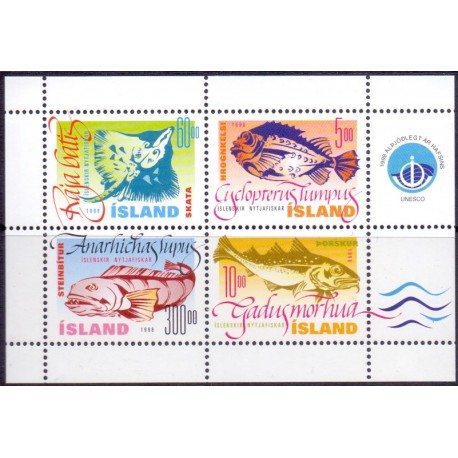 Island. 1998. Nyttefisk. i miniark. AFA nr. 871-74 **  postfrisk st. stemplet FDC