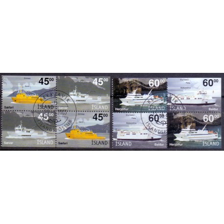 Island. 2003. Færger i sammentryk, AFA nr. 1019Co-22Dho ** (2 sammenstyk)  postfrisk st. stemplet FDC