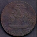 England-Great Britain.  Hull Sailing Ship Halfpenny 1791/1794 D&H Yorks.23