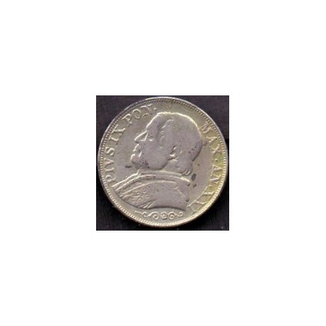 Italien-Italy. PAPAL STATES, Pius IX, Lira, 1866, Roma. Ag.