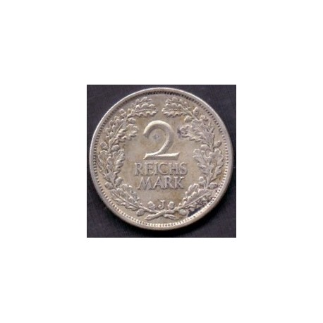 Tyskland-Germany. 2 Reichsmark 1925 J. KM 45. Ag.