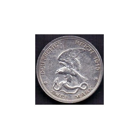 Tyskland-Germany. 1913, ZWEI MARK, Napoleon KM 534 . Ag.
