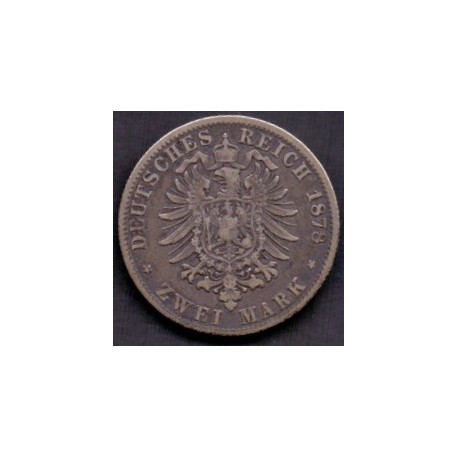 Tyskland-Germany. HAMBURG: AR 2 mark, 1878-J Ag.