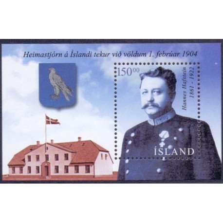 Island. 2004. Hjemmestyret 100 år. AFA nr 1038 i miniark **    stemplet FDC