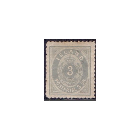 Island. 1873.  3 sk. LINIETAKKET. AFA nr. 5 ** postfrisk st. stemplet FDC
