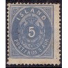 Island. 1875-76.  5 Aur AFA nr. 6 ** postfrisk st. stemplet FDC