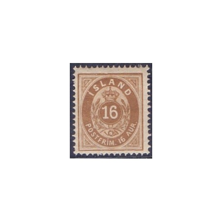 Island. 1875-76.  16 Aur AFA nr. 9 **  postfrisk st. stemplet FDC
