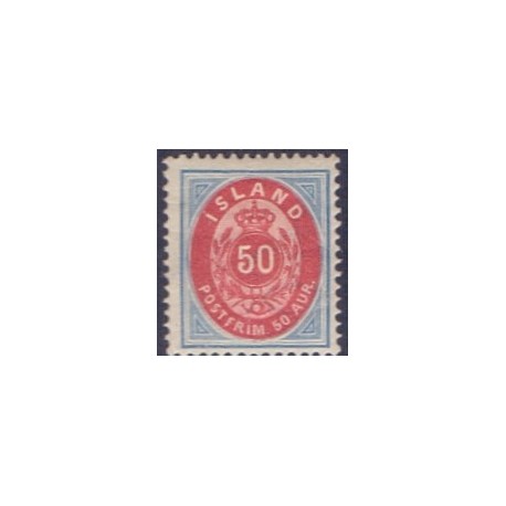 Island. 1892.  50 aur. VM II. AFA nr. 16A **   postfrisk st. stemplet FDC