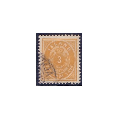 Island. 1896-97.  3 aur.(Lille 3-tal) AFA nr. 12B ** postfrisk st. stemplet FDC