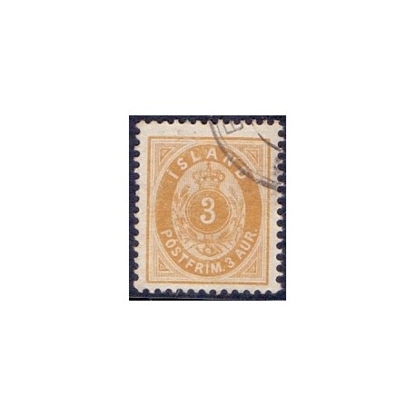 Island. 1901. 3 Aur. (Stort 3-tal) AFA nr. 22 **  postfrisk st. stemplet FDC