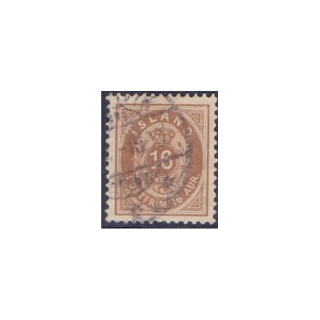 Island. 1875-76.  16 Aur, Tk. 12 3/4 AFA nr. 9B ** postfrisk st. stemplet FDC