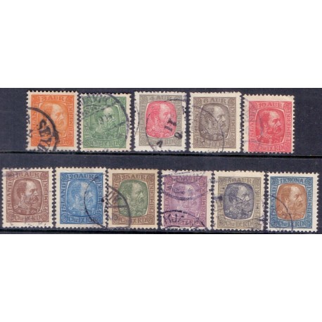 Island. 1902-04. Kong. Chr. IX. AFA nr. 35-45 st.   postfrisk st. stemplet FDC