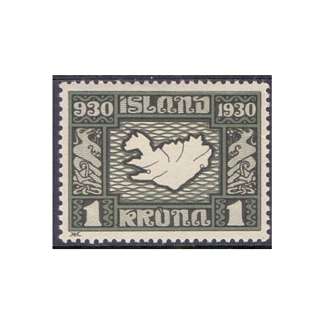 Island. 1930. Altinget 1000-års jubilæum 1 kr. AFA nr. 136  **  postfrisk st. stemplet FDC