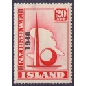 Island. 1940. Verdensudstillingen med OVERTRYK. 20 Aur. AFA nr. 219 **  postfrisk st. stemplet FDC