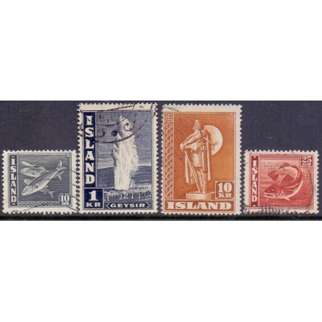 Island. 1945. Sluppleringsværdier. AFA nr. 238-41 **  postfrisk st. stemplet FDC