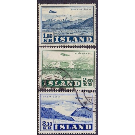 Island. 1952. Luftpost, komplet sæt. AFA nr. 279-81 **  postfrisk st. stemplet FDC