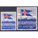 Island. 1958. Det Islandske flag.  AFA nr. 328-29 ** postfrisk st. stemplet FDC