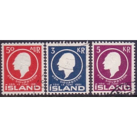 Island. 1961. Jon Sigurdsson. AFA nr. 350-52 ** postfrisk st. stemplet FDC