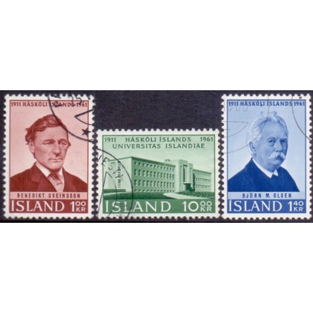 Island. 1961. Islands universitet. AFA nr. 357-59 ** postfrisk st. stemplet FDC