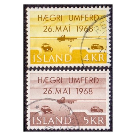 Island. 1968. Højretrafik. AFA nr. 420-21 ** postfrisk st. stemplet FDC