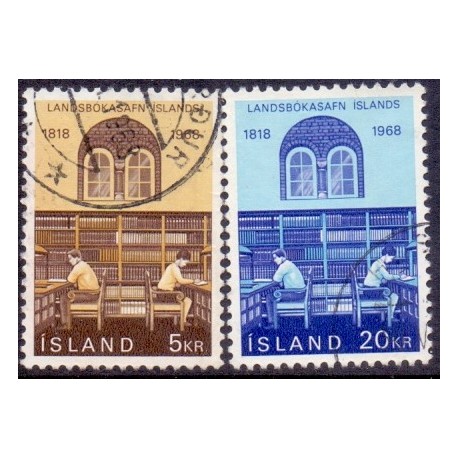 Island. 1968. Nationalbibloteket jubilæum. AFA nr. 423-24 ** postfrisk st. stemplet FDC