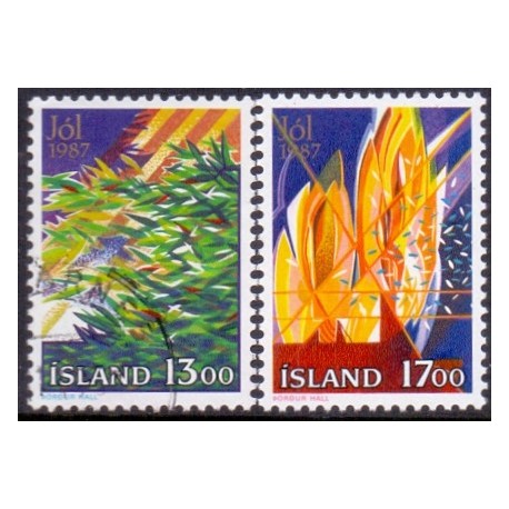 Island. 1987. Julefrimærker. AFA nr. 677-78 **   postfrisk st. stemplet FDC