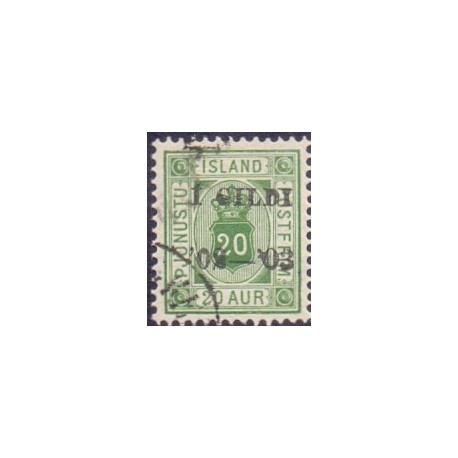 Island Tjenstemærker 20 Aur. AFA nr. 15B tk. 12 3/4 **    stemplet st.