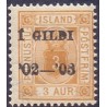 Island Tjenstemærker 3 Aur. AFA nr 10B tk. 12 3/4 ** stemplet st.