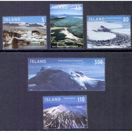 Island. 2007. Islandske jøkler. AFA nr. 1148-52  **   stemplet FDC