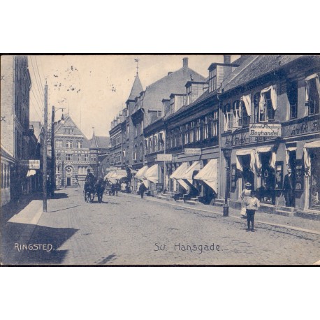 Ringsted. Sct. Hansgade med Ahrent Flensborgs Boghandel. (A. Flensborg) brugt