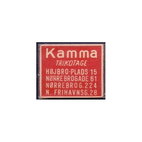 Frimærkepenge 1 Øre "Kamma TRIKOTAGE HØJBRO PLADS 15  "  Rød