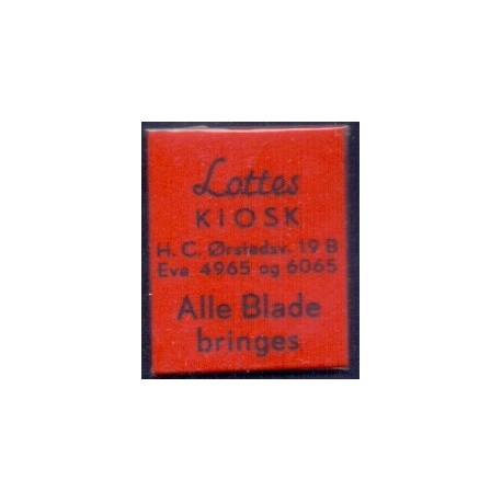 Frimærkepenge 1 Øre "Alle blade bringes. Lottes KIOSK H.C.Ørstedsv. 19 B" Rød