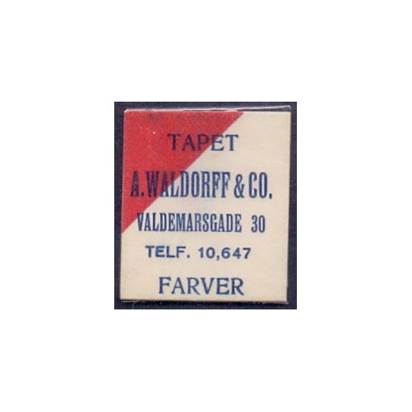 Frimærkepenge 1 Øre "TAPET A. WALDDORFF & CO" Hvid/rød