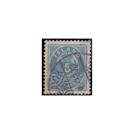 Island. 1875-76.  5 Aur, Tk. 12 3/4 AFA nr. 6B ** postfrisk st. stemplet FDC