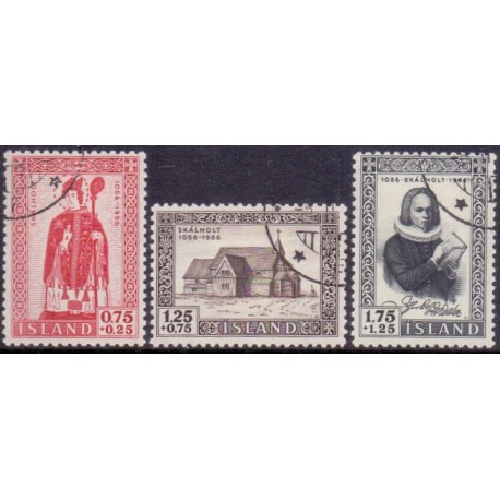 Island. 1956, Skalholt bispesæde.  AFA nr. 301-03  **  postfrisk st. stemplet FDC