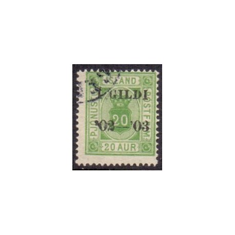 Island Tjenstemærker 20 Aur. AFA nr. 15 tk. 14x13½ **    stemplet st.