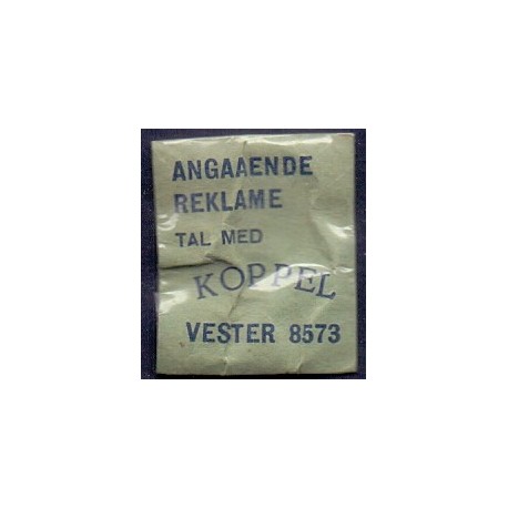 Frimærkepenge 1 Øre. "ANGAAENDE REKLAME tal med KOPPEL" Blå/sort