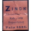 Frimærkepenge 1 Øre. "ZINCK Skrivemaskiner" Lyserød/sort