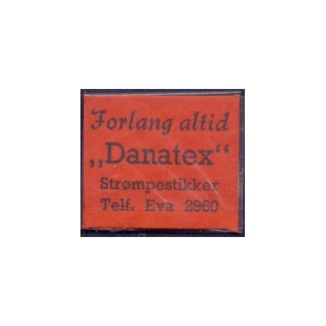 Frimærkepenge 1 Øre. "Forlang altid Danatex" Rød/sort