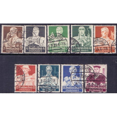 Tyske Rige/Reich. 1934. Nødhjælp AFA nr 549-57 stemplet AFA 1200,-