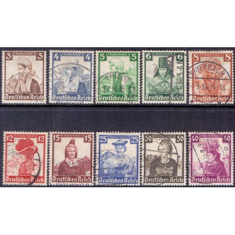 Tyske Rige/Reich. 1935. Nødhjælp AFA nr 583-92 stemplet