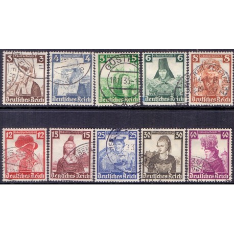 Tyske Rige/Reich. 1935. Nødhjælp AFA nr 583-92 stemplet