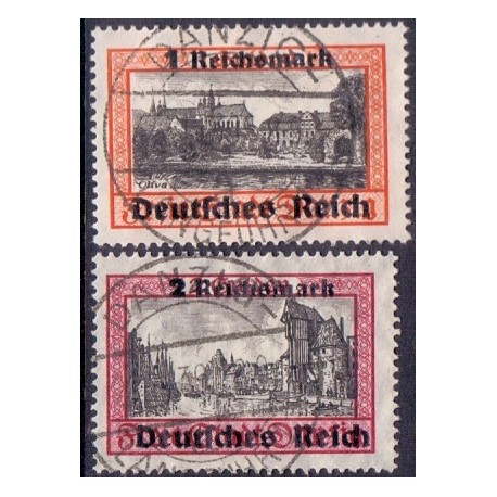 Tyske Rige/Reich. 1939. Danzig overtryk AFA nr. 723-24 stemplet