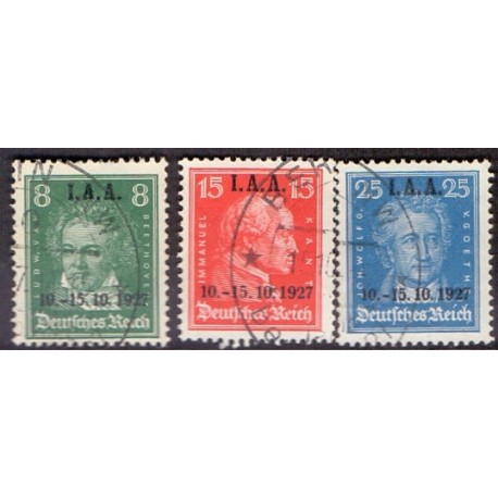 Tyske Rige/Reich. 1927. I.A.A kongres AFA nr. 405-07 stemplet