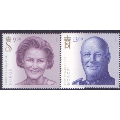 Norge. 2012. Kong Harald V og Dr. Sonja 75 år. AFA nr 1772-73 **  stemplet postfrisk FDC